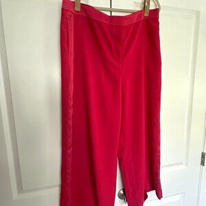 SZ16 BODEN CROPPED CREPE PINK CULOTTES WITH SATIN TRACK STRIPE&DETAILS - USED